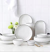 simple dining restaurant used black rimmed ceramic dinnerware